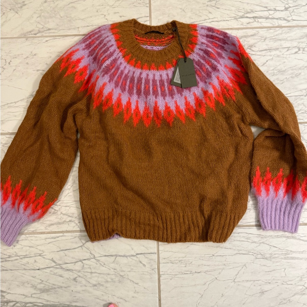 ALLSAINTS Falka Fairisle Sweater in Cami Multi - L - Picture 5 of 7